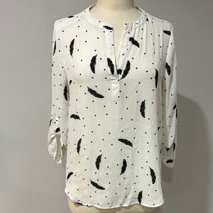 DR2 Black Feather and Dot Print Blouse